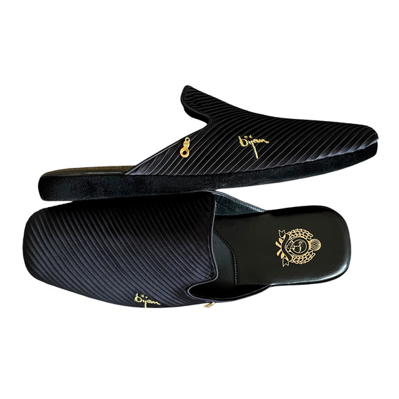 HOUSE OF BIJAN Men\'s Size 11 Black Silk Suede Indoor Luxury Loafers Slippers NEW main image 8